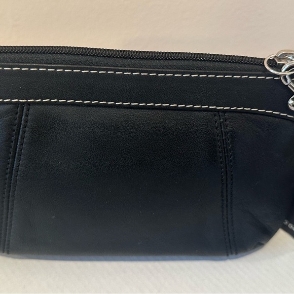 Coach Black Leather Wristlet with Pleated Detail - Picture 7 of 9